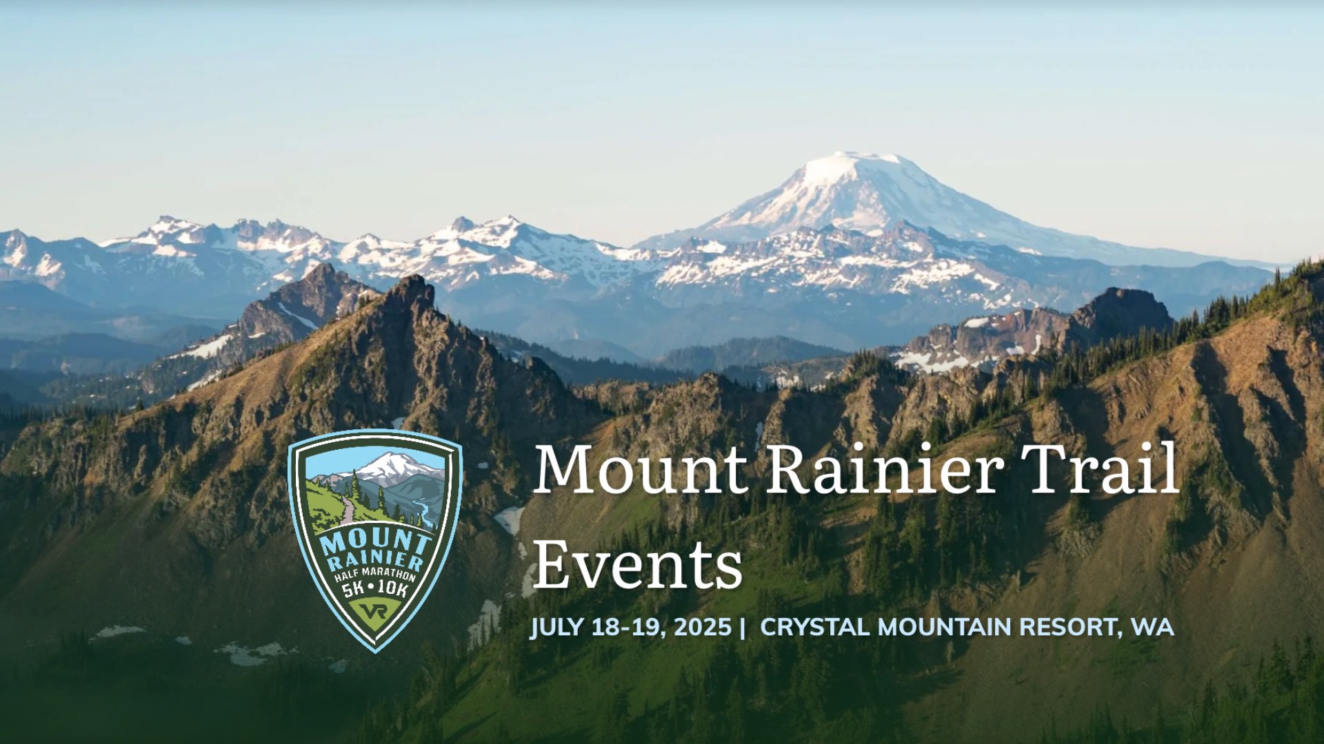 Trail runners with Mt. Rainier in background