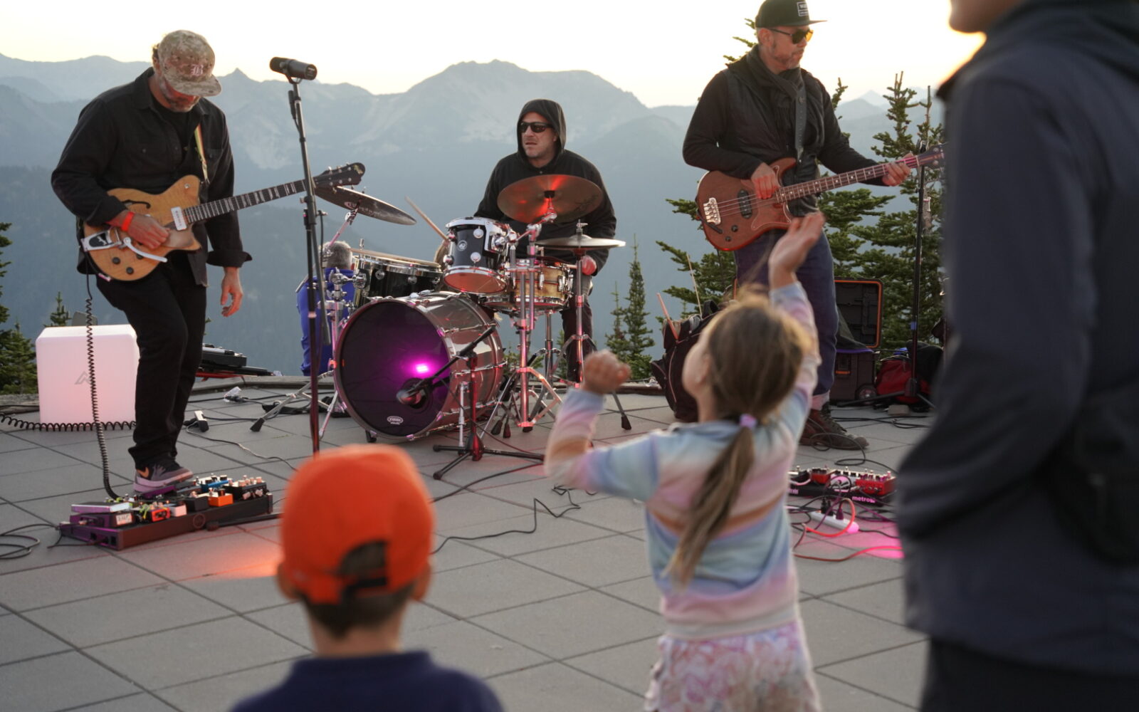 Band plays atop Summit Fest at the Rainier Platform.